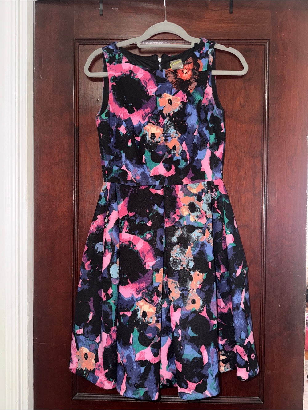 Taylor Black Dress with Multicolor Floral Splash